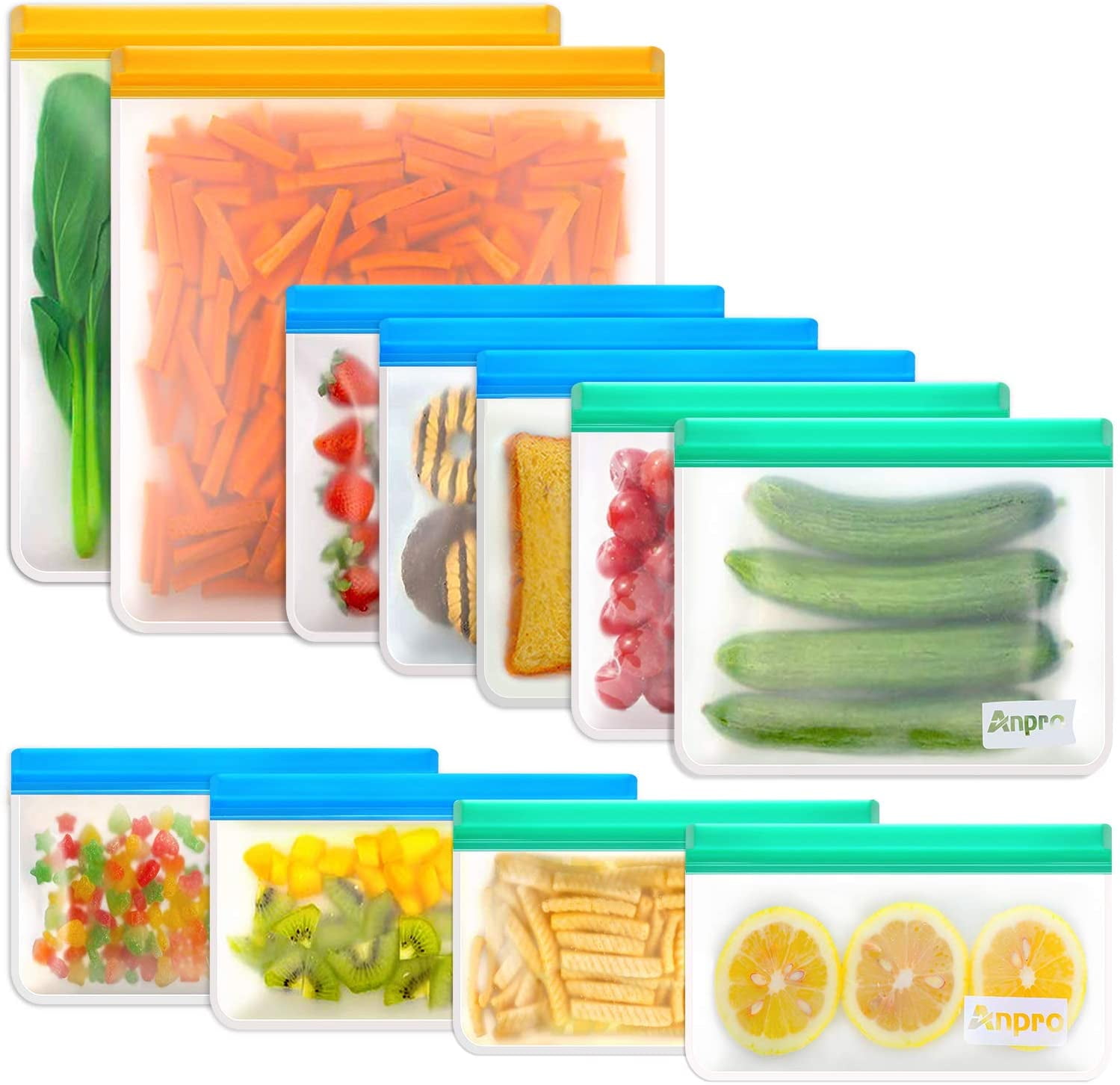 O2frepak Reusable Sous Vide Bags 15 Pcs Zip Lock Bag for Food