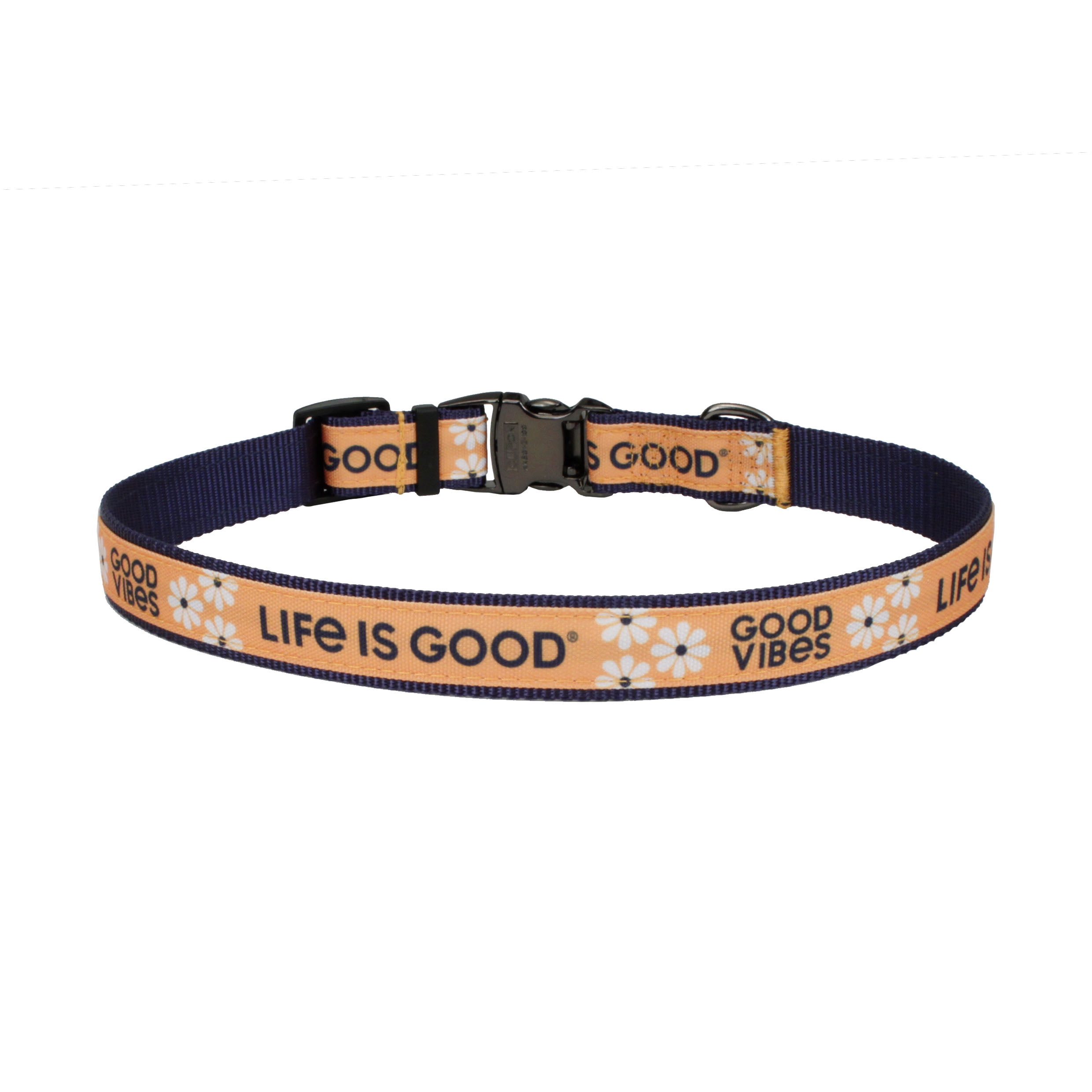 Life Is Good Aluminum & Nylon Floral Safety Dog Collar, Yellow, L