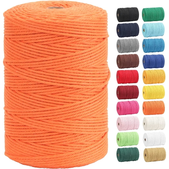 NANAHuang Macrame Cord, Natural Cotton Rope 3mm x 328 Yards 4 Strand Twisted Macrame Rope Cotton Twine String for Crafts Knitting Dream Catcher Plant Hanger Wedding Decor