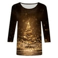thumbnail image 4 of TTUHYWXI 3/4 Length Sleeve Womens Tops Christmas Loose Fit Crewneck T Shirts Cute Solid Three Quarter Length Tunic Tops (Bronze, XXL), 4 of 4