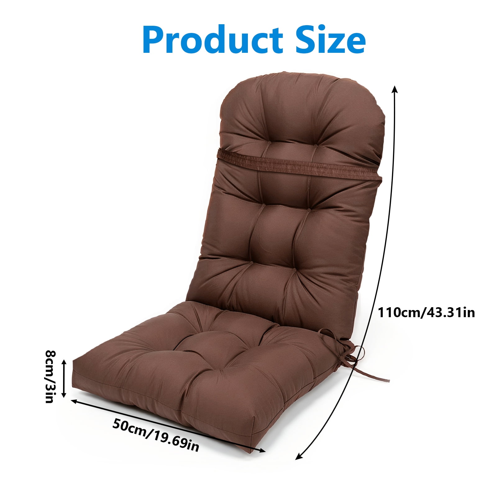 Eurhowing Adirondack Chair Cushions 1Pcs, 44x20x4 Inch Waterproof Outdoor Rocking Chair Cushion, High Back Chair Seat Pad for Patio Furniture, Coffee