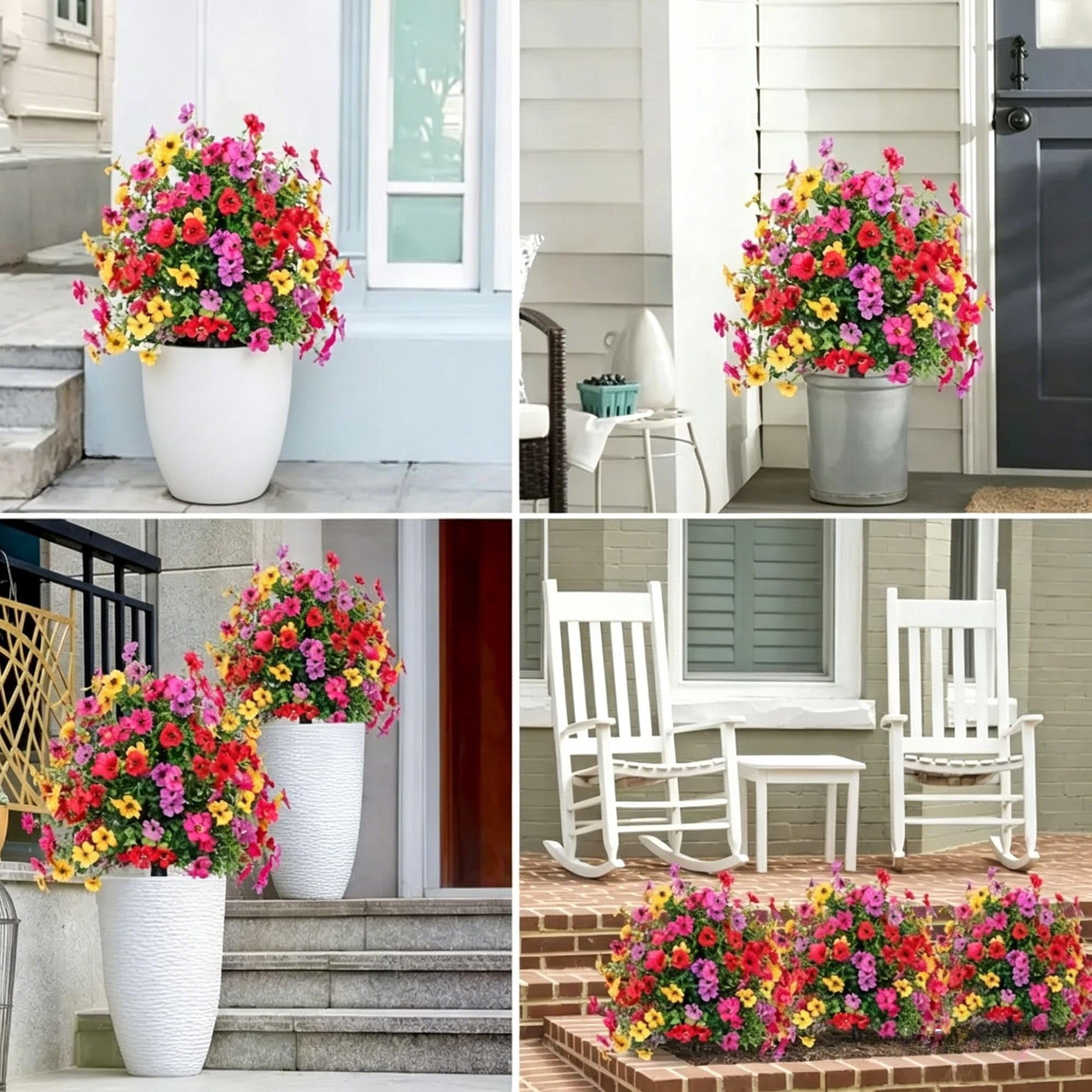 Artificial Flowers for Outdoors with Ground Stakes, UV Resistant Waterproof Faux Violet Blooms, Garden Yard and Patio Decoration