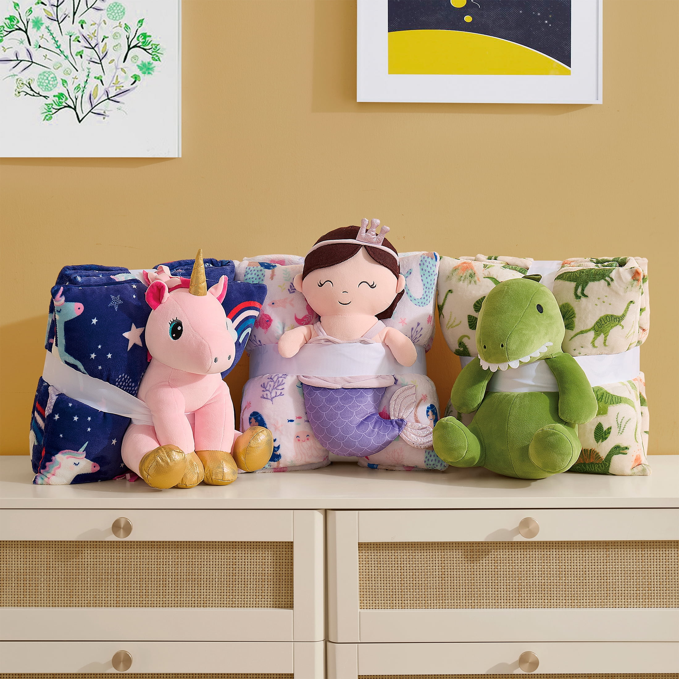 Olivia & Finn Multi Unicorn Throw and Decorative Pillow Set (3 Count)