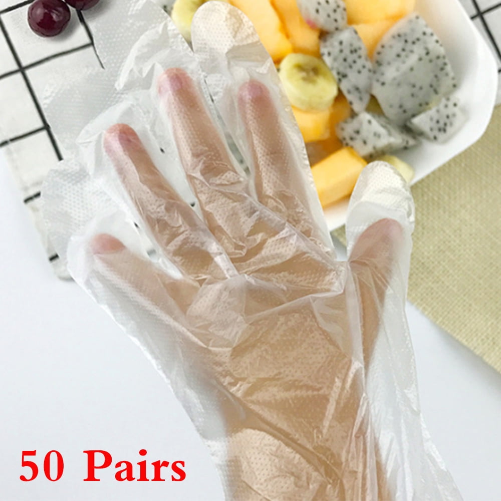 TureClos 100PCS Children Kids Disposable Gloves Transparent Plastic Gloves