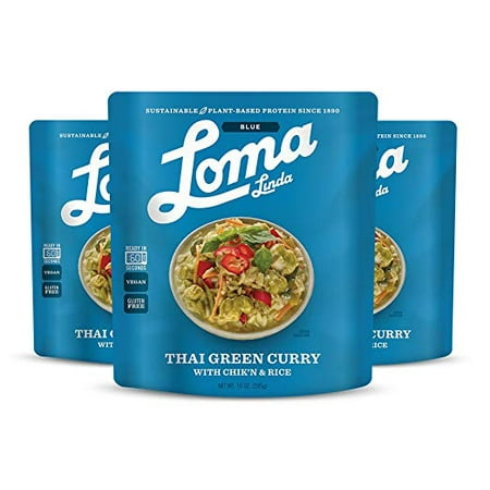 Loma Linda Blue - Vegan Complete Meal Solution - Heat & Eat Thai Green Curry (10 oz.) (Pack of 3) - Non-GMO, Gluten