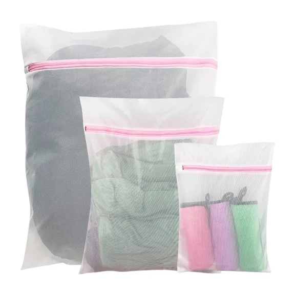 3 Pcs/Set Zipped Mesh Laundry Bag For Delicates Washing Clothes Wash Bag