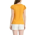 thumbnail image 3 of INSPIRE CHIC Women's Flutter Sleeve Button Front Ruffle Neck Tie Neck Work Blouse, 3 of 6