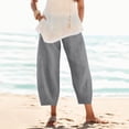 thumbnail image 2 of Womens Linen Capri Pants Summer Fashion Casual Print Boho Baggy Wide Leg Cropped Trousers Comfy Loose Beach Holiday Capris, 2 of 6
