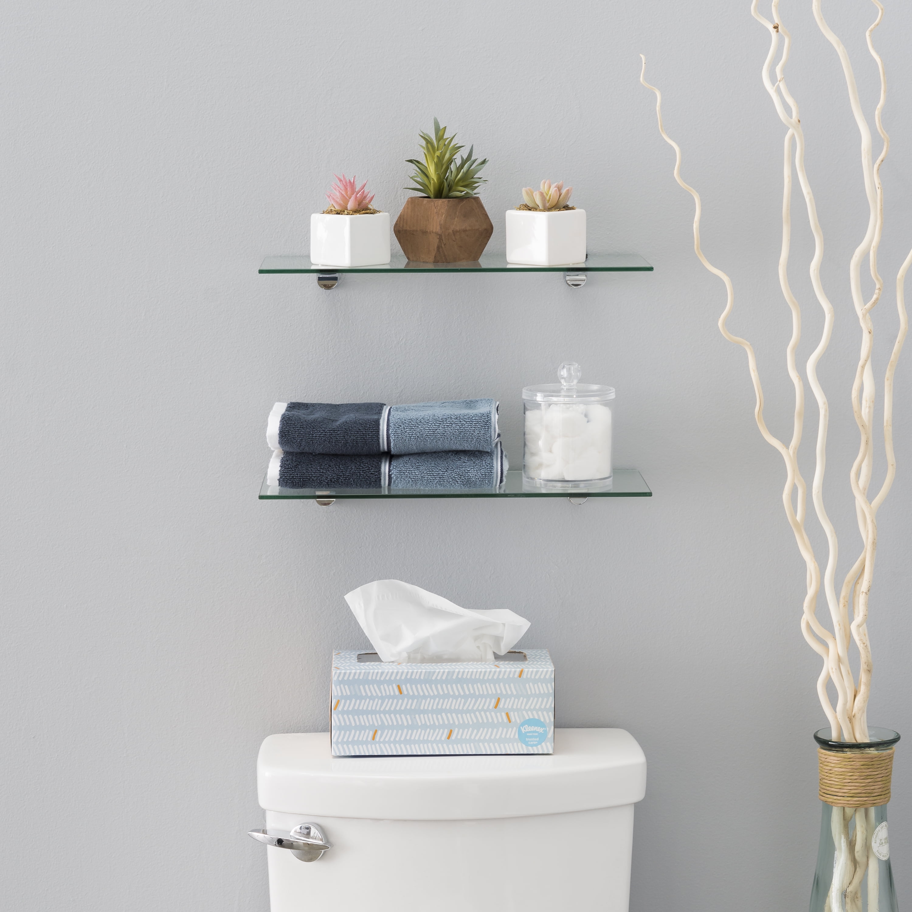 Danya B Glass Floating Shelves - Set of 2
