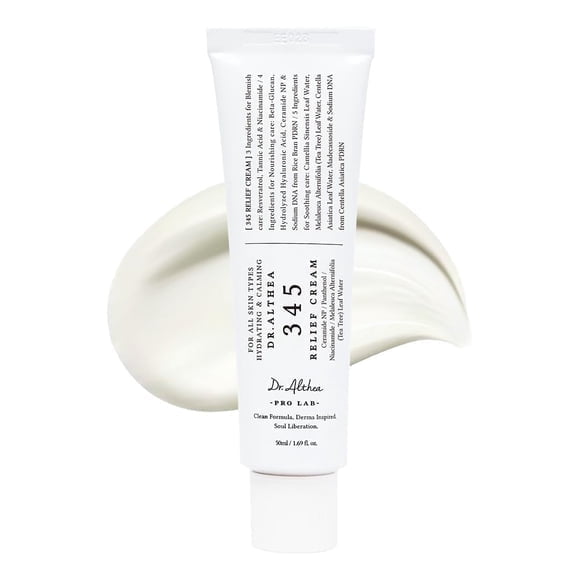 Pack of 1 Dr.Althea 345 Relief Cream | Daily Face Moisturizer for Soothing Recovery and Blemish Care with PDRN & Niacinamide | Korean Vegan Skin Care for All Skin Types, 1.69 Fl Oz