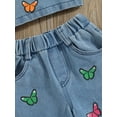 thumbnail image 6 of vera natura 2Pcs Kid Girls Summer Outfits, Sleeveless Butterfly Embroidery Cami Tops + Jeans Set, 6 of 8