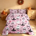 thumbnail image 3 of Homewish Halloween Spooky Animal Ghost Full Size Comforter Sets for Girls, Coquette Leopard Bow Bedding Comforter Set, Light Pink Black, Pink Reversible, 3 Pieces 1 Comforter and 2 Pillowcases, 3 of 6