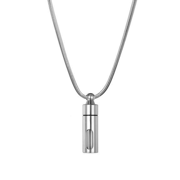 Anavia Stainless Steel Cylinder See Through Ashes Holder Necklace Cremation Pendant Memorial Jewelry Ash Urn Keepsake Necklace with FREE Funnel Kit and Velvet Jewelry Box