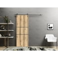 thumbnail image 4 of Sturdy Barn Door 42 x 80 inches | Planum 0014 Oak with Frosted Glass | Stainless Steel 8FT Rail Hangers Heavy Set | Solid Panel Interior Doors, 4 of 6