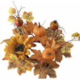 thumbnail image 2 of Artificial Fall Candle Wreath for Table Centerpieces,Small Pumpkin Candle Rings for Pillars,Artificial Maple Leaves Sunflower Candle Rings,Autumn Candle Holders for Farmhouse Wall Door Tabletop, 2 of 9