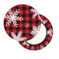 thumbnail image 2 of Hirioo Snowflakes On A Buffalo Plaid for Round Bar Stool Seat Covers Washable Stool Cushion Slipcover Elastic Bar Chair Covers for 12-14 Inch Chair-13 inch, 2 of 7
