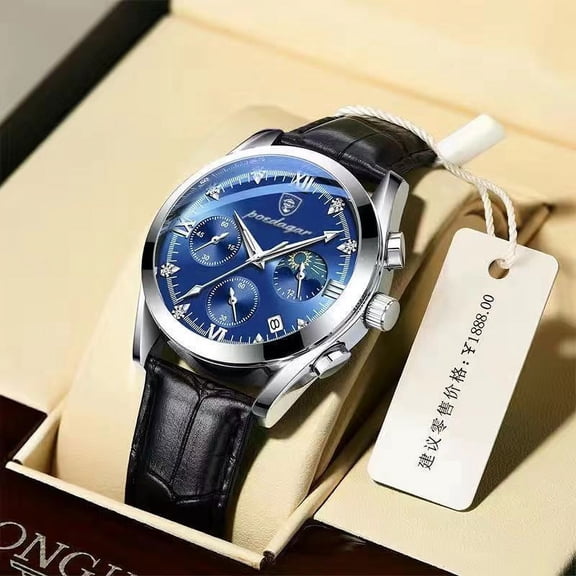 POEDAGAR Men's Sport Watches Top Brand Luxury Fashion Leather Casual Waterproof Luminous Quartz Clock Men Wristwatch