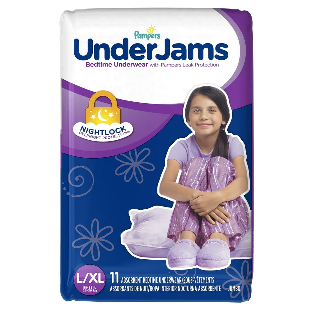 Pampers UnderJams Girls Bedtime Underwear Girls Size LXL, 11 Count