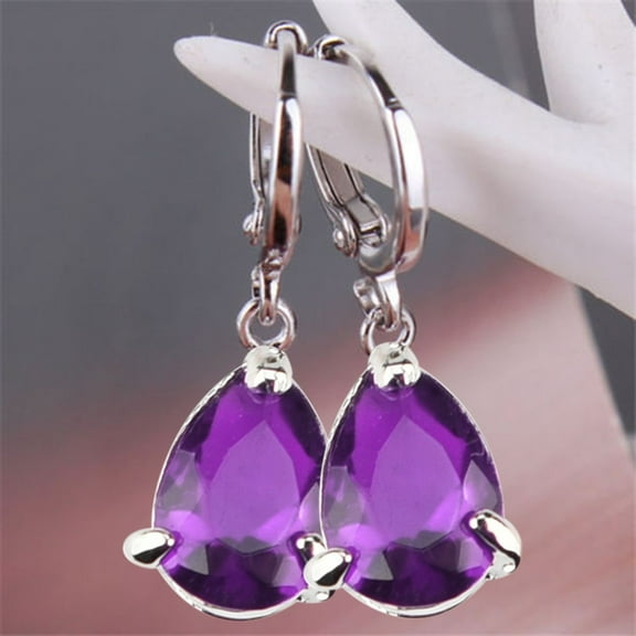 Mother's Day Sale- Drop 925 Amethyst Silver Wedding Dangle Earrings Cut Jewelry Charming Earrings