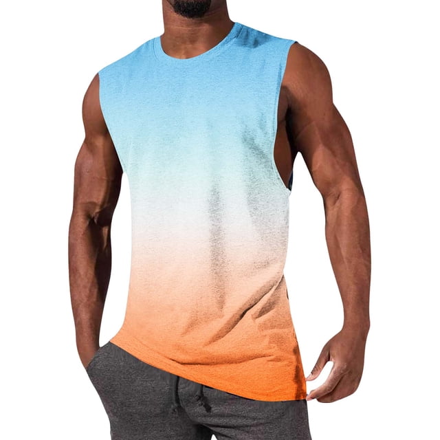 NTACZA Débardeur Homme Sans Manches Athlétique Basique Col Rond Dégradé Sport T-Shirts Hommes P