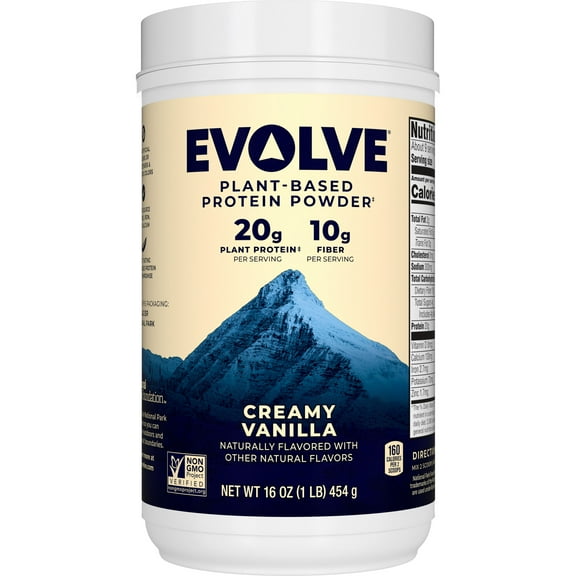 Evolve Creamy Vanilla Plant Based Protein Powder, 16 oz