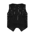 thumbnail image 5 of Fldy Kids Boys Girls Hip-hop Jazz Dance Costume Sequins Jacket Vest Waistcoat Stage Performance Party Black 120, 5 of 8