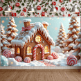 thumbnail image 2 of Gingerbread House Christmas Banner Decorative Snowy Holiday for Winter Wonderland Festive Setting, 2 of 7