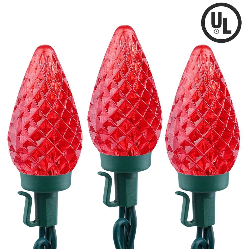 Brizled Faceted C9 LED String Lights, 25 LED 16ft Christmas Lights