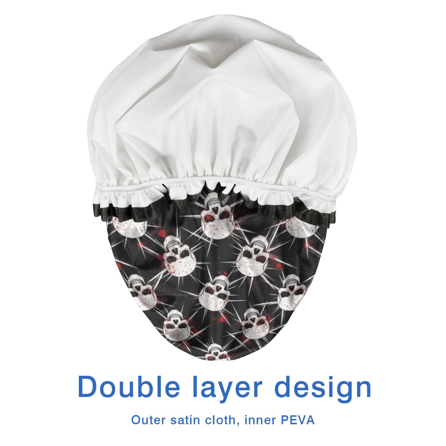 Shower Caps,Black Red Skull Burst Pattern Waterproof Shower Cap for Women 4 Pieces,Double Reusable Hair Cover for Shower PEVA Elastic Stretch Hem