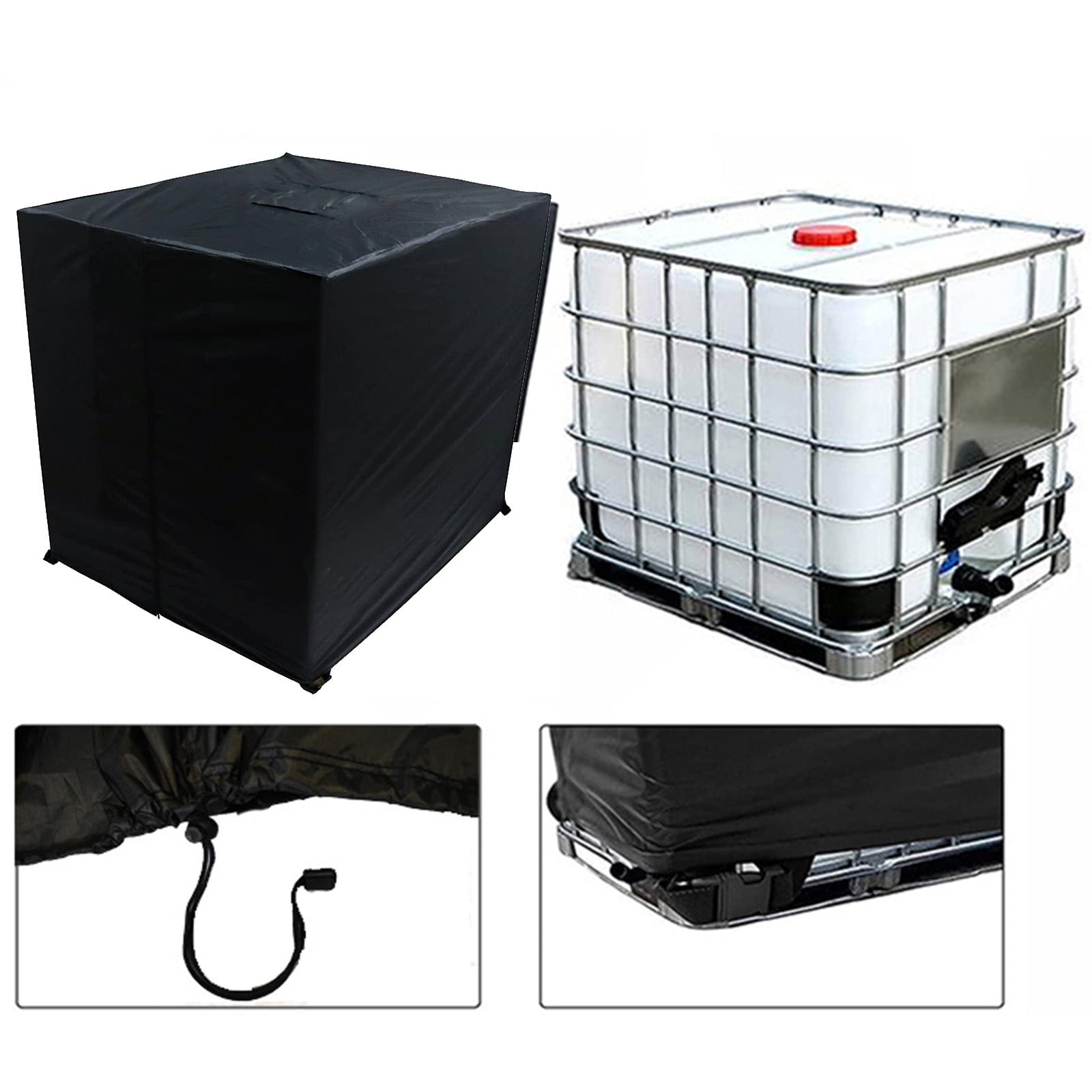 Ibc Cover Ecohintz Heavy-Duty Ibc Tote Rain Barrel Cover (210D) - Sunshade Protective Hood for 6L Ibc Tank Containers - Uv Resistant & Weatherproof - Ton Barrel Accessory, Rain Barrel Protector