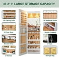 thumbnail image 5 of HNEBC LED Mirror Jewelry Cabinet,47.2" Wall Mounted Jewelry Organizer with Full-Length Mirror, Hanging Jewelry Armoire Storage Cabinet,Folding Dresser,2 Drawers,Lockable, 3 Shelves(White), 5 of 9