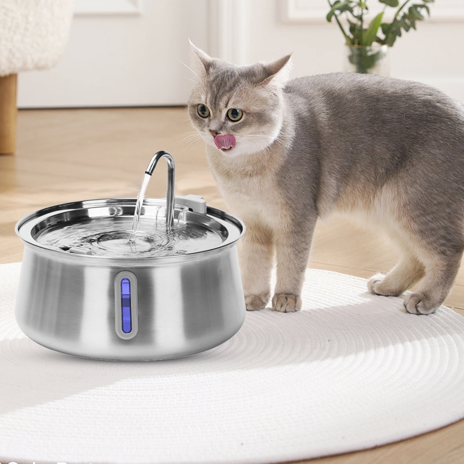 YIFAEUX Cat Water Fountain Stainless Steel Automatic Water Fountain with Multiple Filtration 4L/135oz Quiet Dog Fountain with Water Level Window for Multiple Pet Family