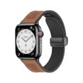 thumbnail image 2 of Magnetic Leather Band Compatible with Apple Watch Ultra2/1 42/44/45/49mm for Men Women, Soft Silicone Patchwork Leather Strap Replacement for Apple Watch Series 8/7/6/5/4/3/2/1/SE/SE2,Brown, 2 of 6