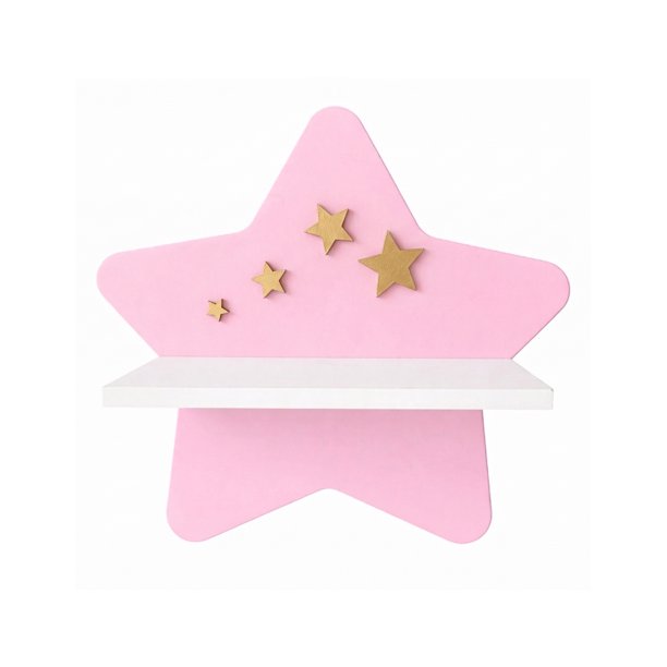 Repisa Infantil Estrella Pared Mdf Decorativa Habitación Niña Niño Rosa/dorado