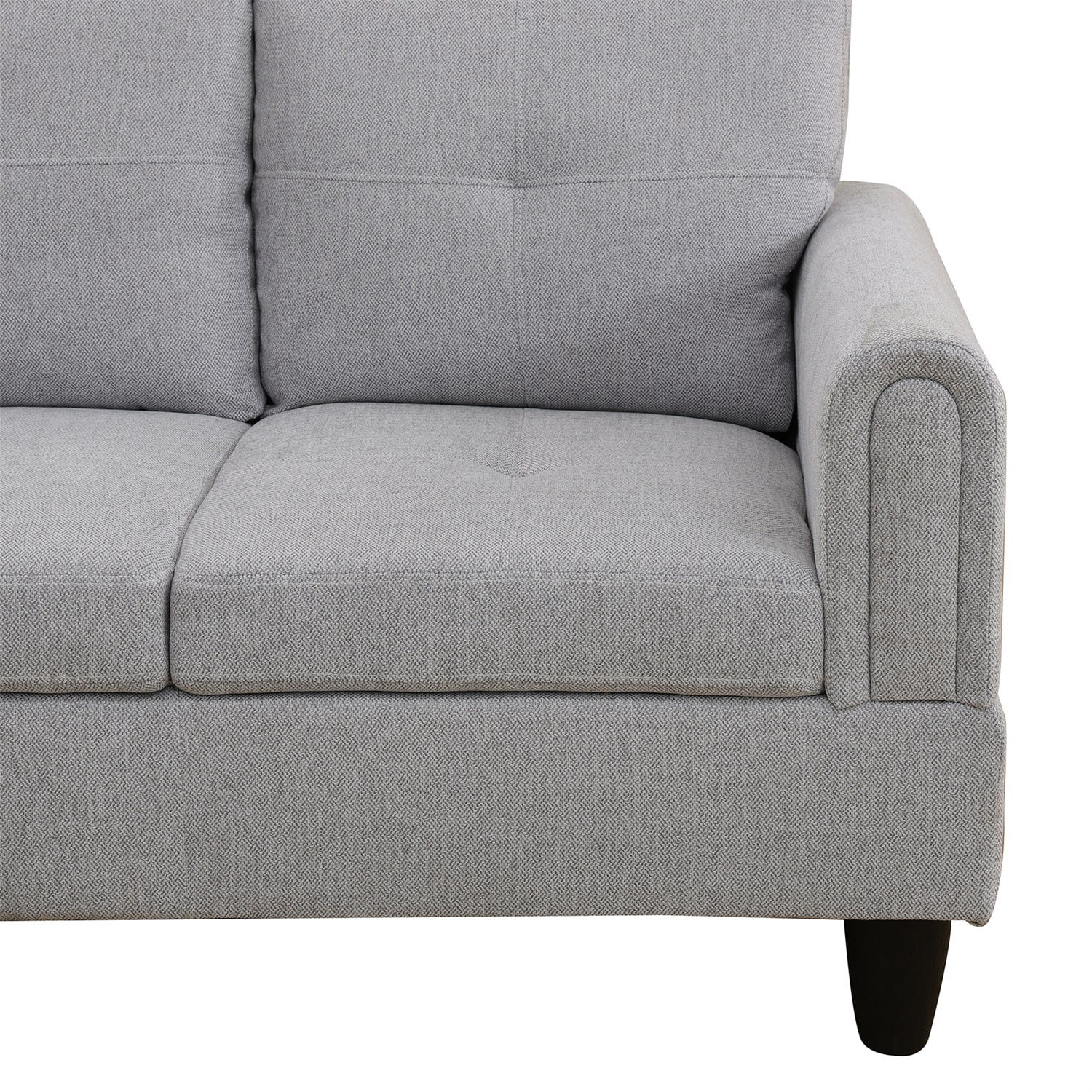 Hommoo Flannel Living Room Furniture Sets, 4-Seat Couches and Sofa Set, L Shaped Couch Set Sectional Sofa Set for Home, Apartment, Dorm, Grey(No Ottoman)
