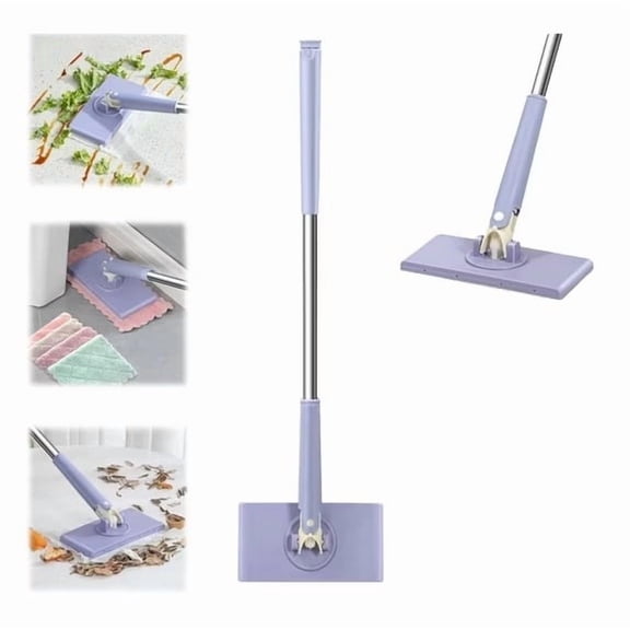 Lazy Mop, Snap Grip Mini Mop, Automatic Cloth Clip and No Wash Mops, Reusable Clip Mopping Stick,Zero Touch Mini Mopping for Wall Door Window,A