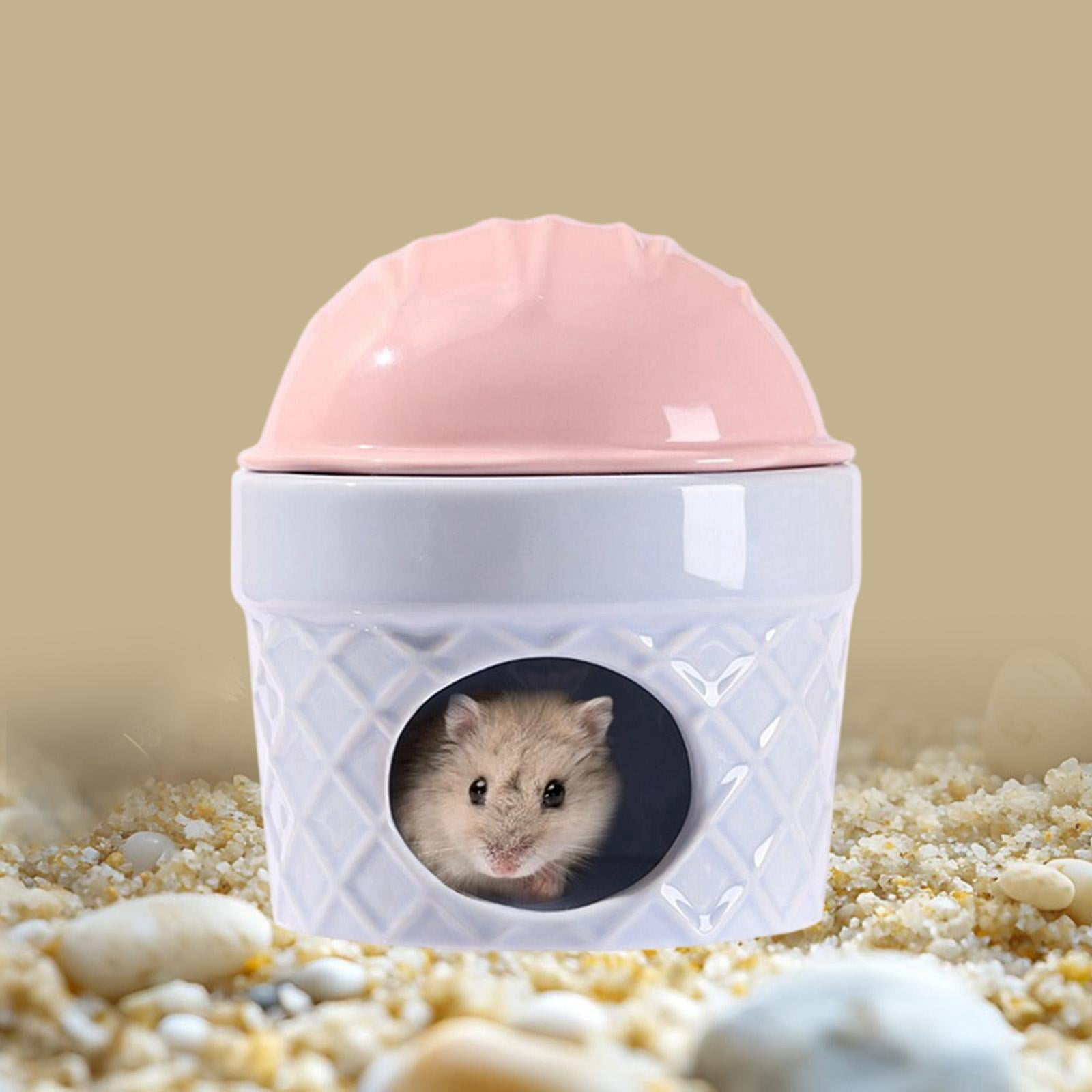 oshhni Ceramic Hamster Nest Hamster Habitats for Dwarf Hamster Ferret Small Animals Pink