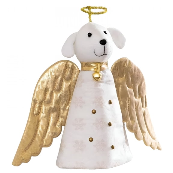 BESTSKY Christmas Tree Topper Decoration-Christmas Angel Dog Tree Topper Led Lighted Garland&Wings Decor Ornament,Holiday Decoration (3.1*9.84 Inch)