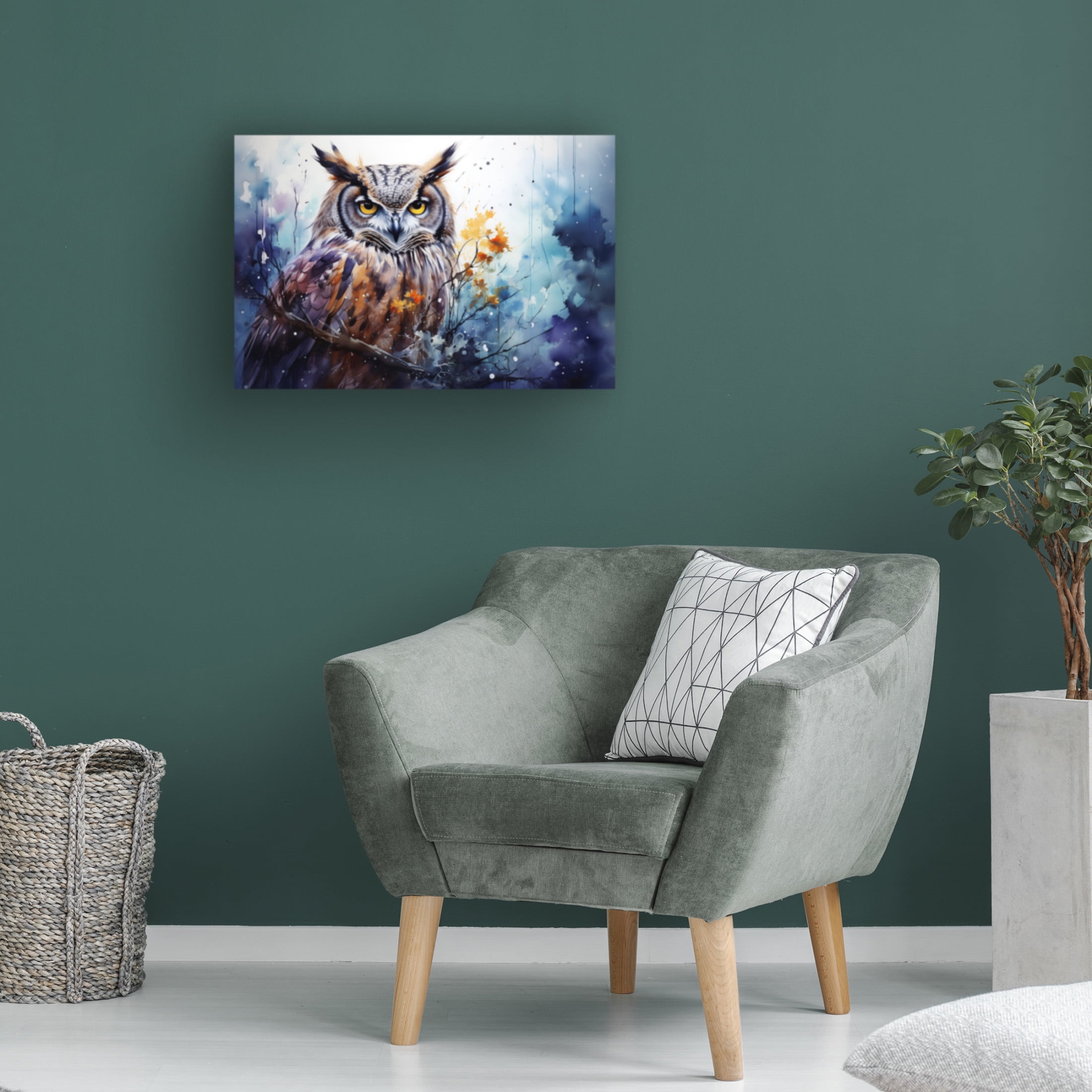 Canvas Wall Art - Momart 'Wild Life Of Predators In Watercolor 2' Wall Art for Living Room, Bedroom, or Office Décor by Trademark Fine Art - 32 x 22 Inches