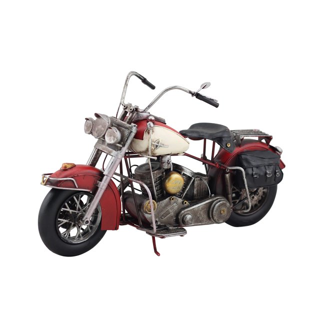 Zaer Ltd. Vintage Style 16" Long Detailed Metal Motorcycle Decorations (Red)