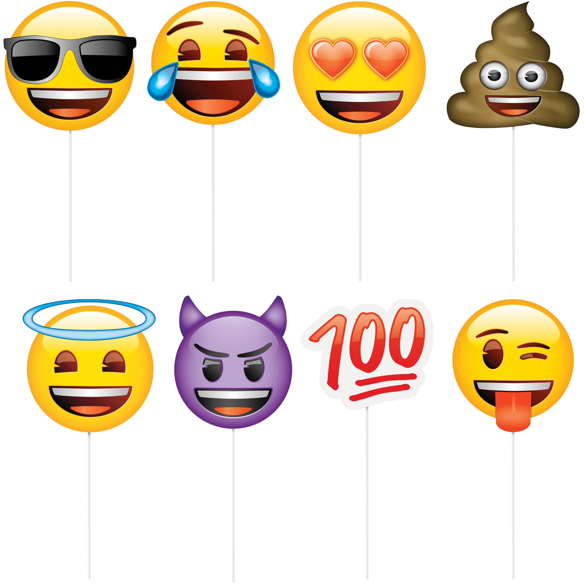 Party Supplies Emoji Faces Photo Booth Props 8pc for sale online