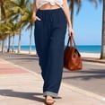 thumbnail image 4 of Pantalones Anchos Sueltos para las Mujeres Pantalones Rectos Sueltos Elásticos de Raya Casual con Bolsillo, 4 of 9