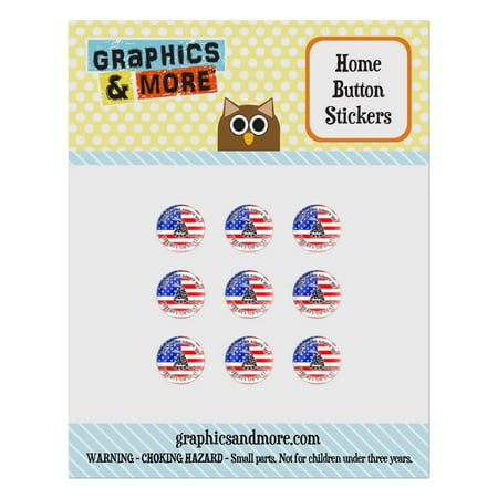Gadsden Don't Tread On Me USA Flag Tea Party Home Button Stickers Set Fit Apple iPhone iPad iPod (Best Iphone Home Button Sticker)