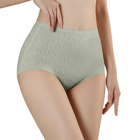 GHSOHS Womens Underwear Panty Cotton Seamless Underwear for Women Plus Size Women High Waist Seamless Underwear Belly Controlling Lifting Cotton Panties Cotton Crotch Underpants Green Brief XXL