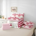 thumbnail image 6 of Castle Fairy Teens Adults Love Heart Print Twin Bedding Sets 7-Piece,Geometric Plaid Stripes Bedding Comforter Set Microfiber,Happy Valentine's Day Breathable Sheet Sets,Luxury Bedroom Decor, 6 of 8