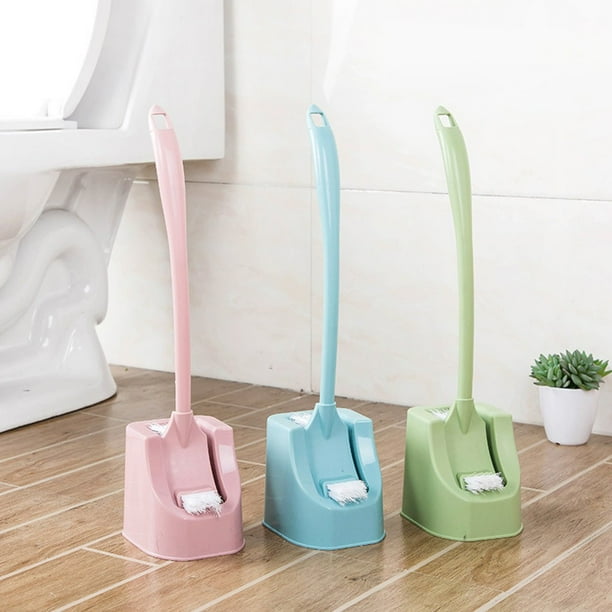 OAVQHLG3B Compact Plastic Toilet Bowl Brush and Plunger Combo Set Caddy