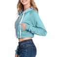 thumbnail image 2 of Doublju Women's Raglan Sleeve Crop Zip Up Hoodie With Kangaroo Pocket, 2 of 4