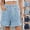 Light Blue, variant on Pull on Denim Shorts for Women Casual Loose Elastic Waist Jeans Shorts with Front Pockets, Dark Blue xxl