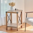 thumbnail image 5 of Bestco Side Table 16x16 Farmhouse End Table & Nightstand w Shelf & Metal Frames, Teak, 5 of 7