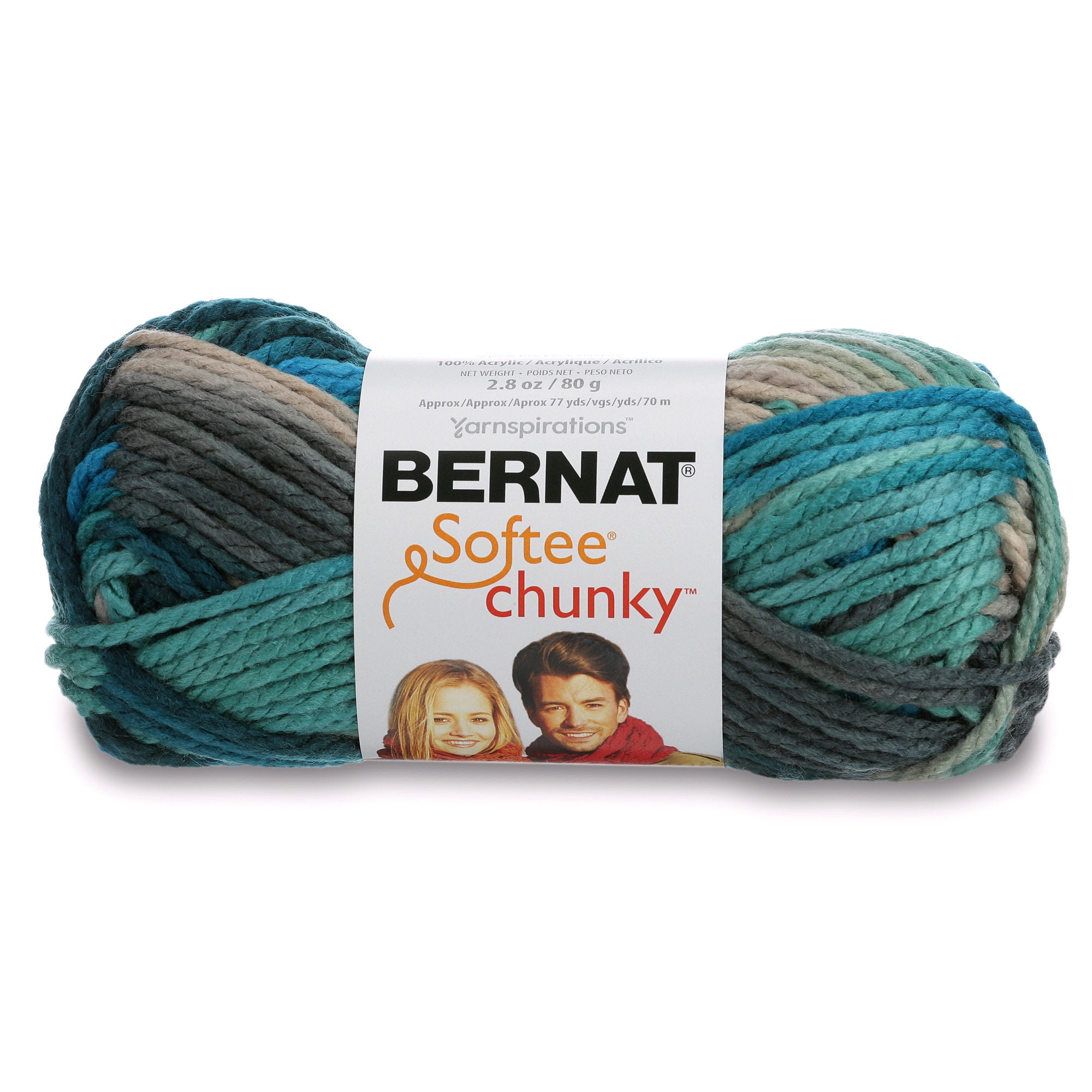 Bernat Softee Chunky Yarn, 80g, Deep Waters Ombre